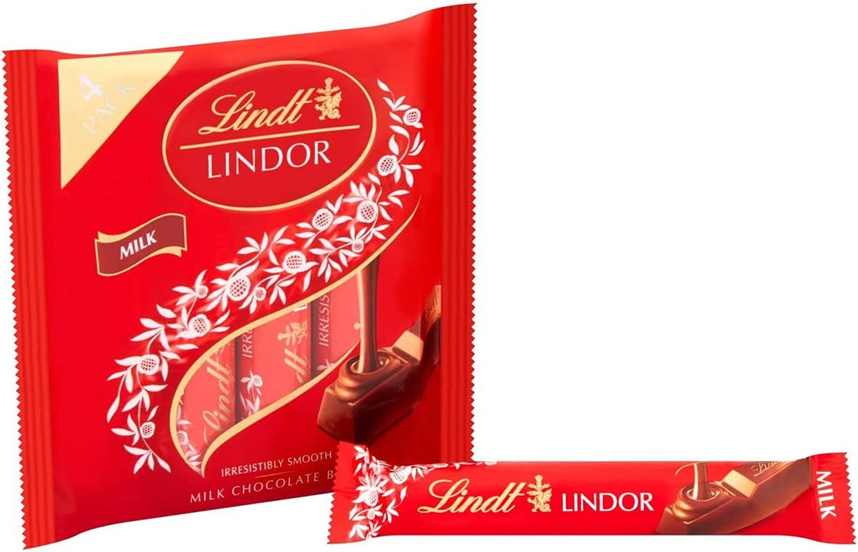 Lindor Milk Chocolate Bars, 4 X 25G