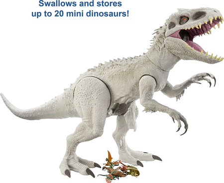 Dinosaur Camp Cretaceous Super Colossal Indominus Rex 18-In High & 3.5 Ft Long /45.72 X 104.14-Cm, Movable Arms & Legs, Swallows 20 Mini Action Figures, 4 Years Old & Up​