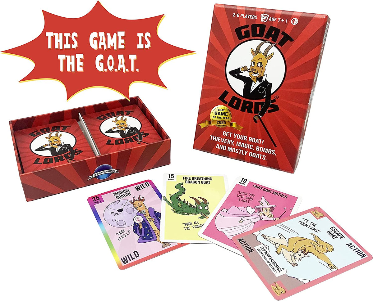 Goat Lords, Hilarious, Addictive and Competitive Card Game with Goats, Best Card Games for Families, Adults, Teens, and Kids, Makes for Great Stocking Stuffers, 2-6 Players