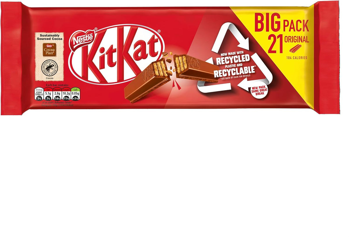 Milk 2 Finger Chocolate Biscuit Bars Multipack, 21 X 20.7 G