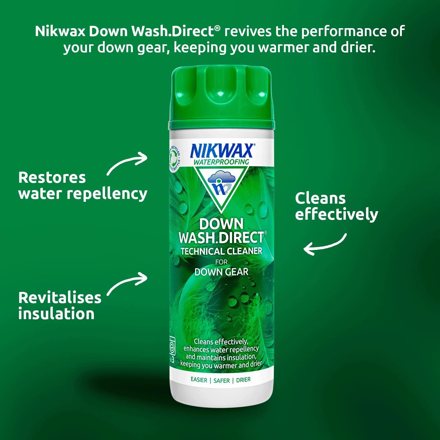 down WASH DIRECT 1L, Technical Cleaner for down Gear, Insulated Clothing, Sleeping Bags, Bedding, Cleans Effectively, Enhances Water Repellency and Maintains Insulation, down Washing Detergent