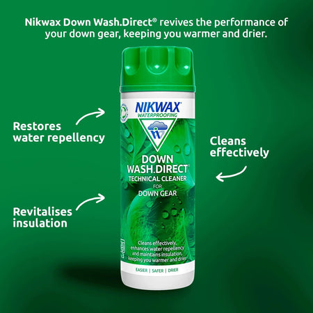 down WASH DIRECT 1L, Technical Cleaner for down Gear, Insulated Clothing, Sleeping Bags, Bedding, Cleans Effectively, Enhances Water Repellency and Maintains Insulation, down Washing Detergent