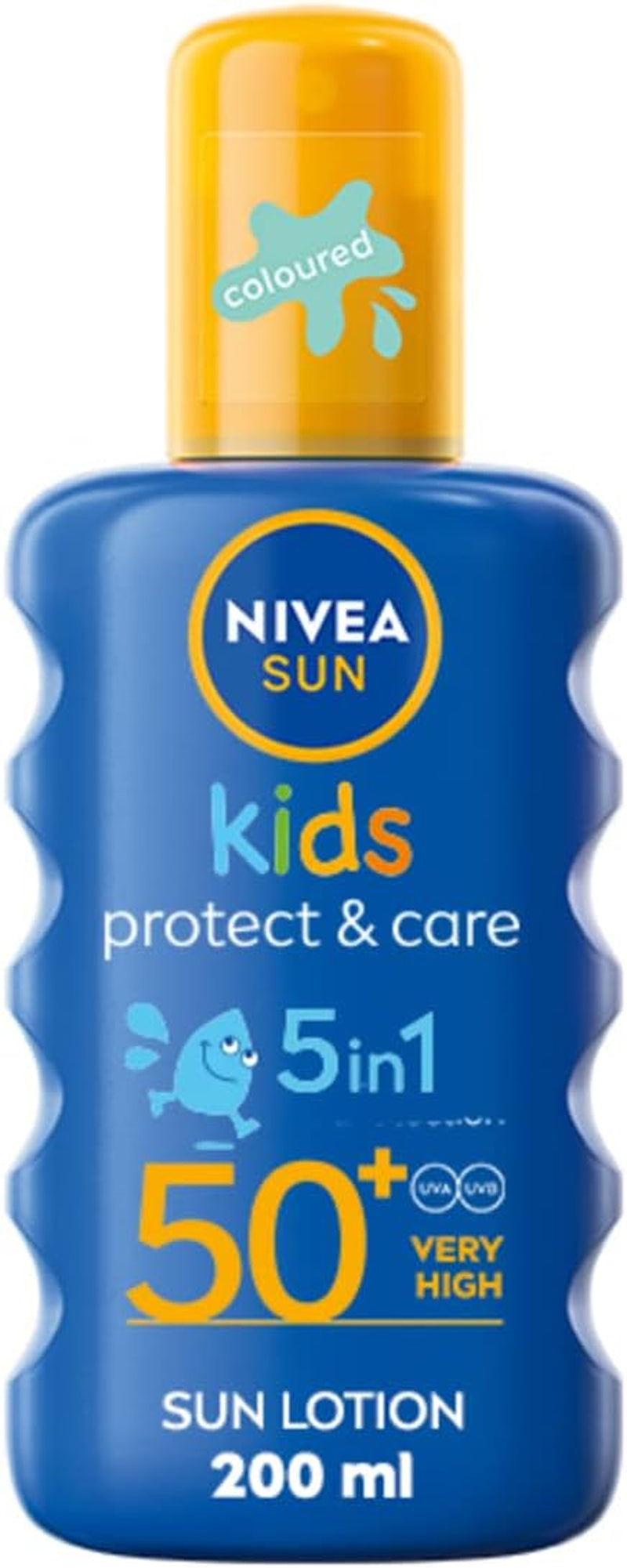 SUN Kids Protect & Care Coloured Spray SPF 50+ (200 Ml) Sunscreen Spray with SPF 50 Suncream for Kids’ Delicate Skin, Immediately Protects against Sun Exposure