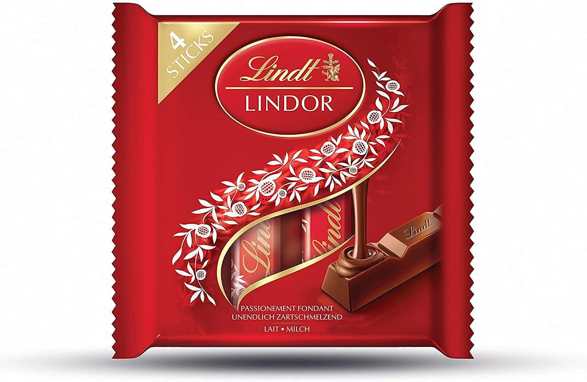 Lindor Milk Chocolate Bars, 4 X 25G