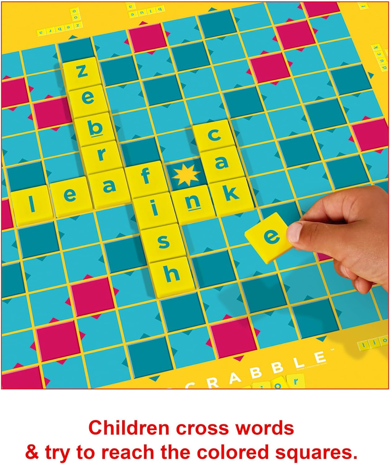 Scrabble Junior, Kids Crossword Board Game, English Version, Family Board Game for Kids, Word Game for Kids, 2 to 4 Players, Ages 6 to 10, Y9667