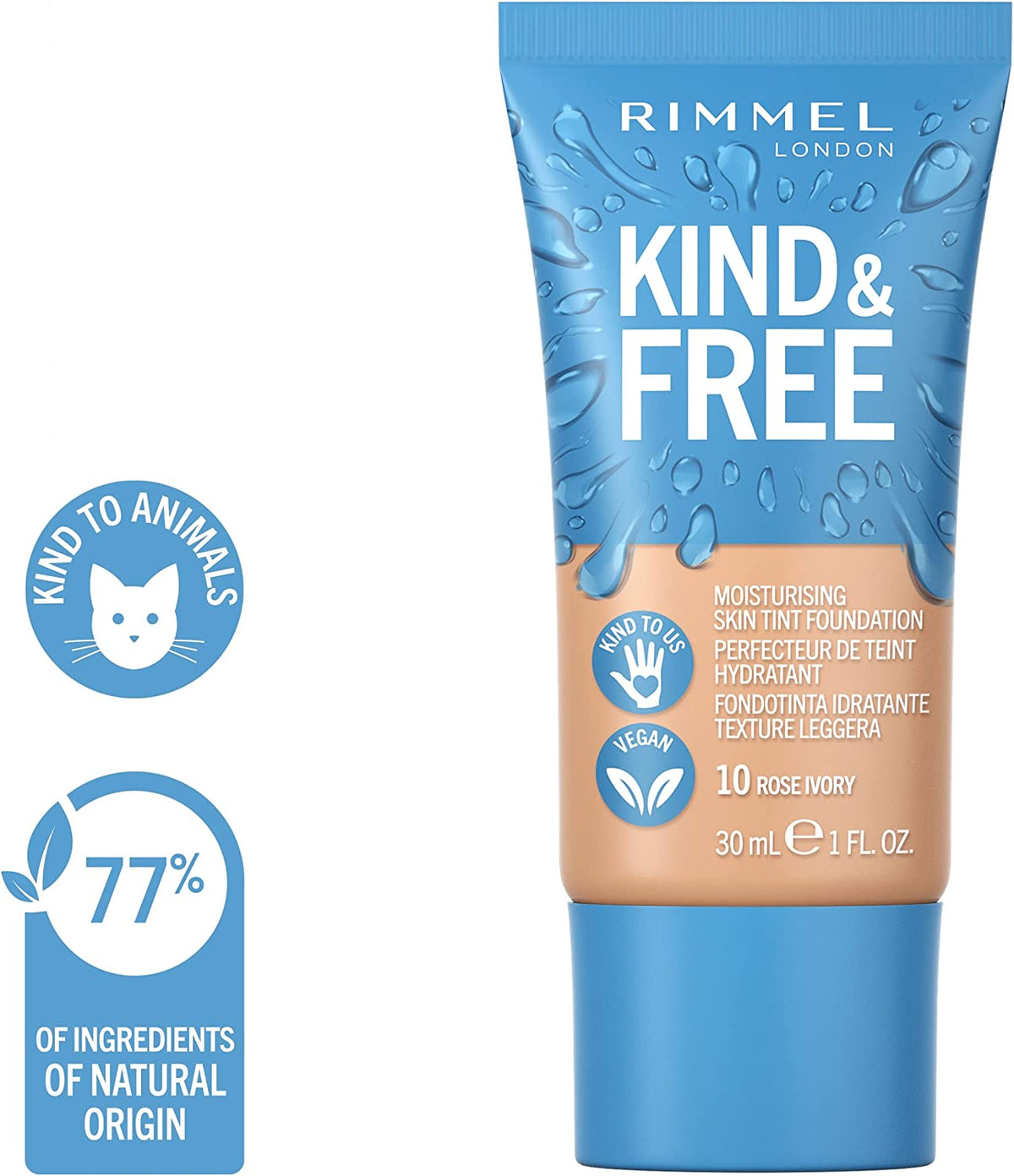 Kind + Free Moisturising Skin Tint Foundation, Rose Ivory 10