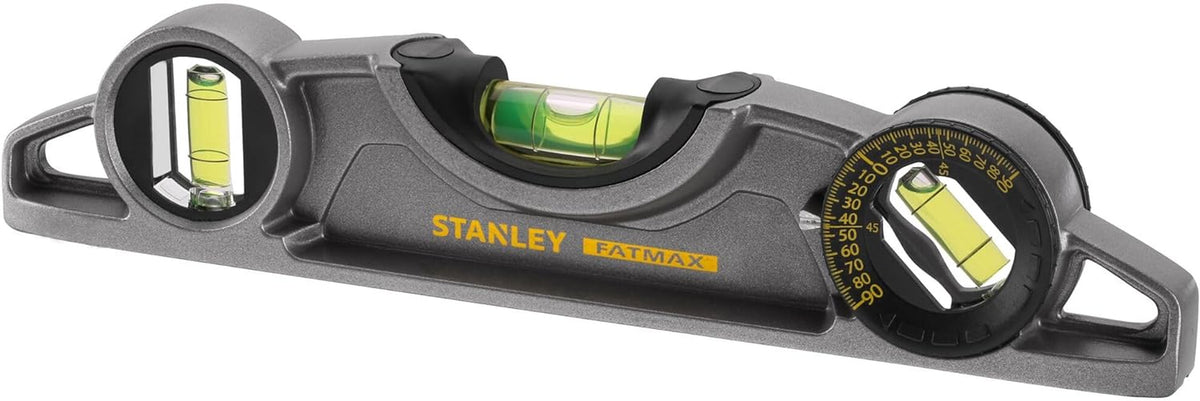 FATMAX XTREME Torpedo Level Heavy Duty Aluminium Body and Magnetic Base Including 3 Reversible Vials 0-43-609, Grey/White, 25Cm