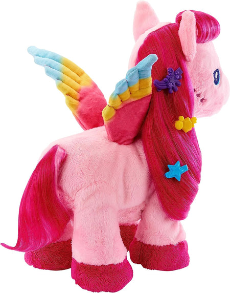 a Touch of Magic Stuffed Animals, Walk & Flutter Pegasus Plush, 11-Inch Walking Plushie with Hair Accessories and Sound Feature, HPJ50