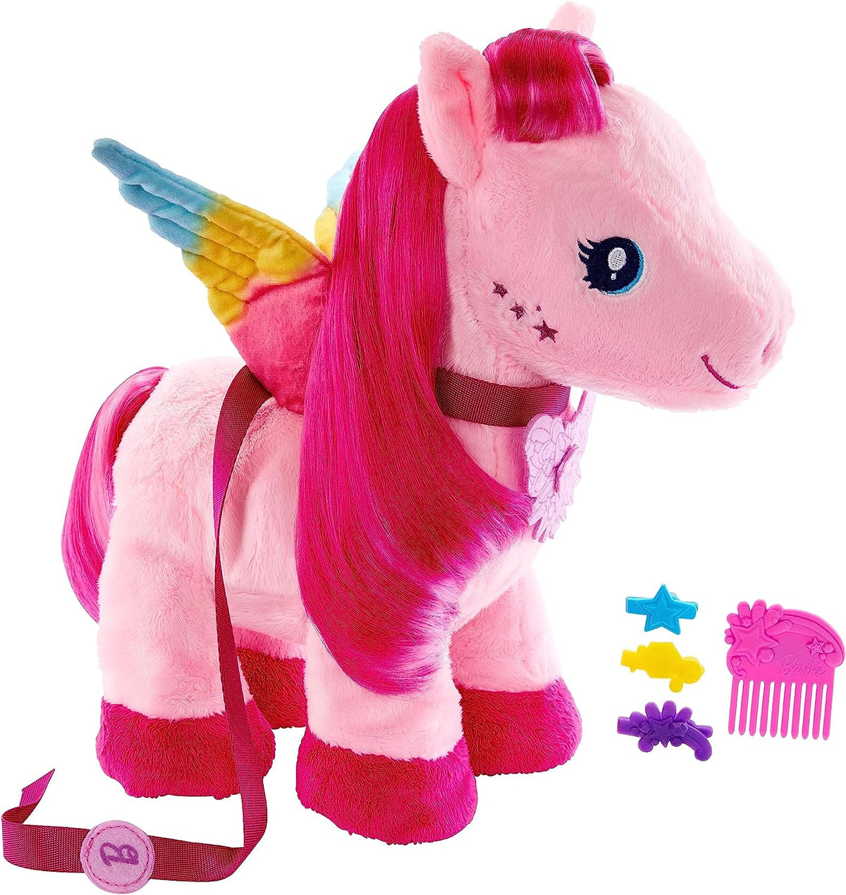 a Touch of Magic Stuffed Animals, Walk & Flutter Pegasus Plush, 11-Inch Walking Plushie with Hair Accessories and Sound Feature, HPJ50