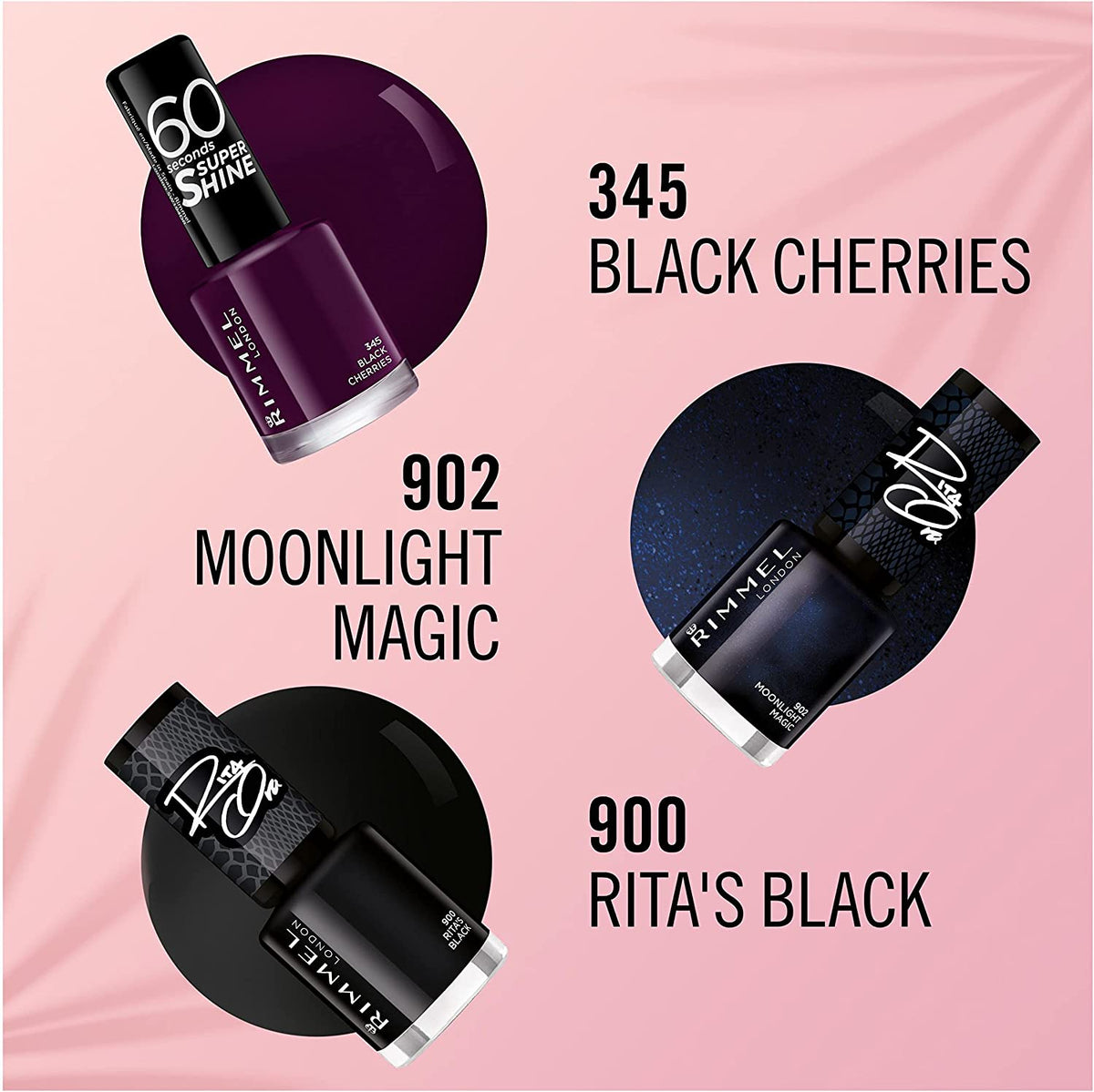 London Rita Ora 60 Seconds Super Shine Nail Polish, 900 RITAS BLACK, 8 Ml, Packaging May Vary