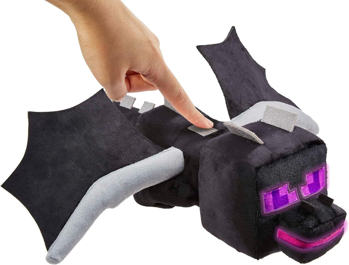 Minecraft Ender Dragoon Plush Figure with Lights and Sounds, Video-Game Collectible Toy, Gift for Fans Age 3 Years Old & Up