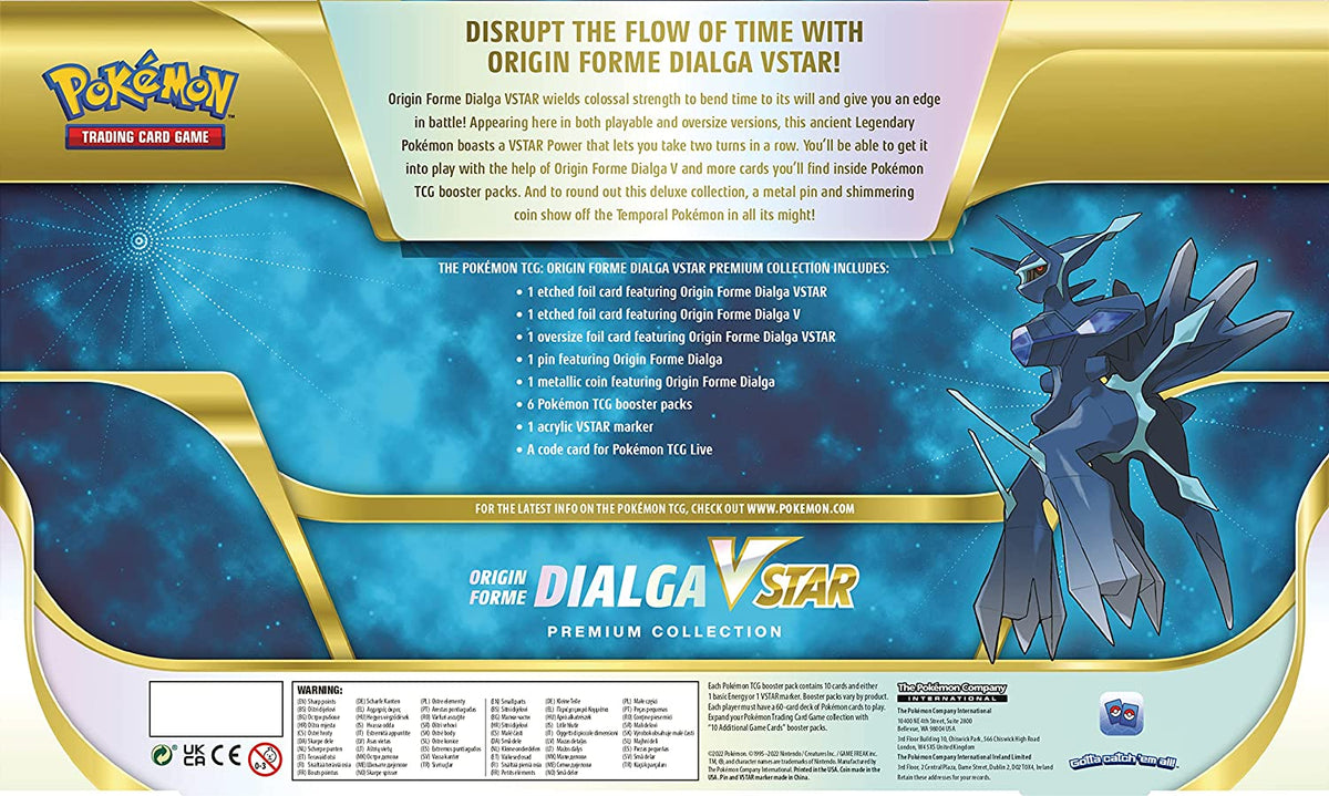 TCG: Origin Forme Dialga VSTAR Premium Collection (2 Etched Foil Promo Cards, 1 Foil Oversize Card & 5 Booster Packs)