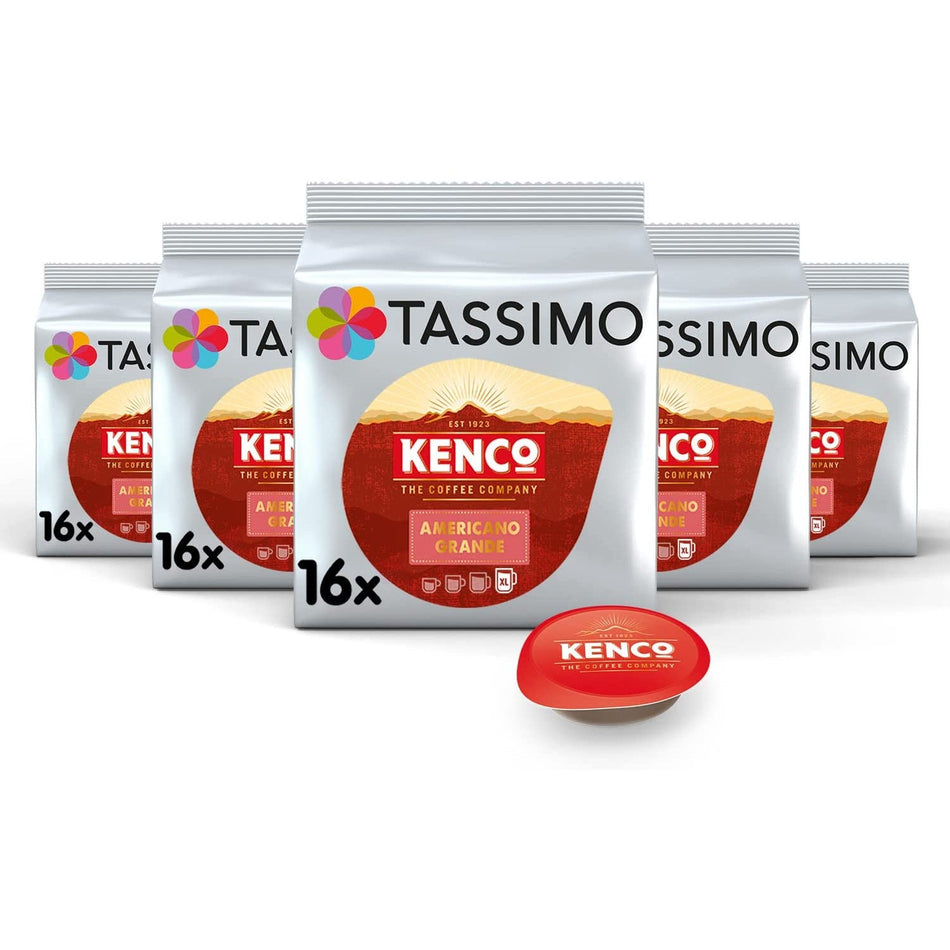 Tassimo Kenco Americano Grande Coffee Pods (Pack of 5) Total 80 Capsules