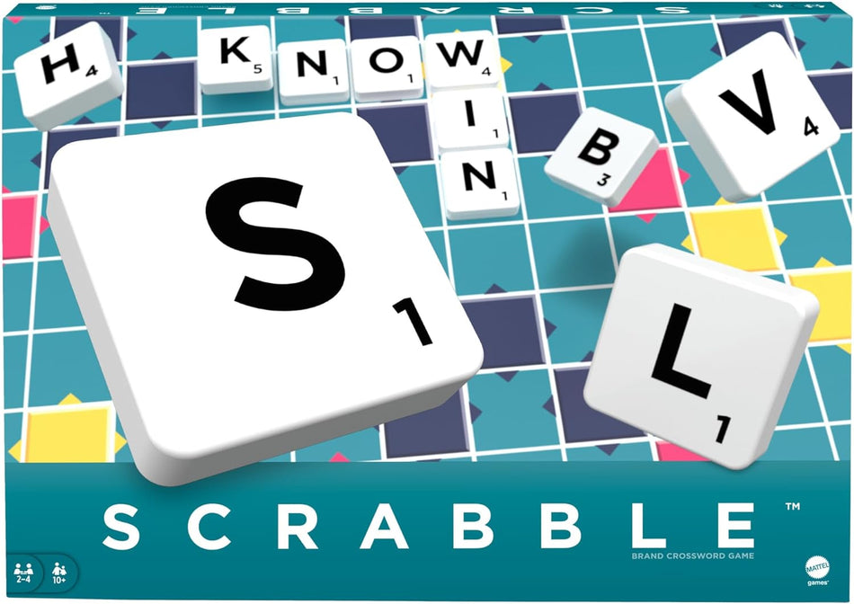 Classic Scrabble, Original Crossword Board Game, English Version, Family Board Game for Adults and Kids, Word Game for 2 to 4 Players, Ages 10 and Up, Y9592