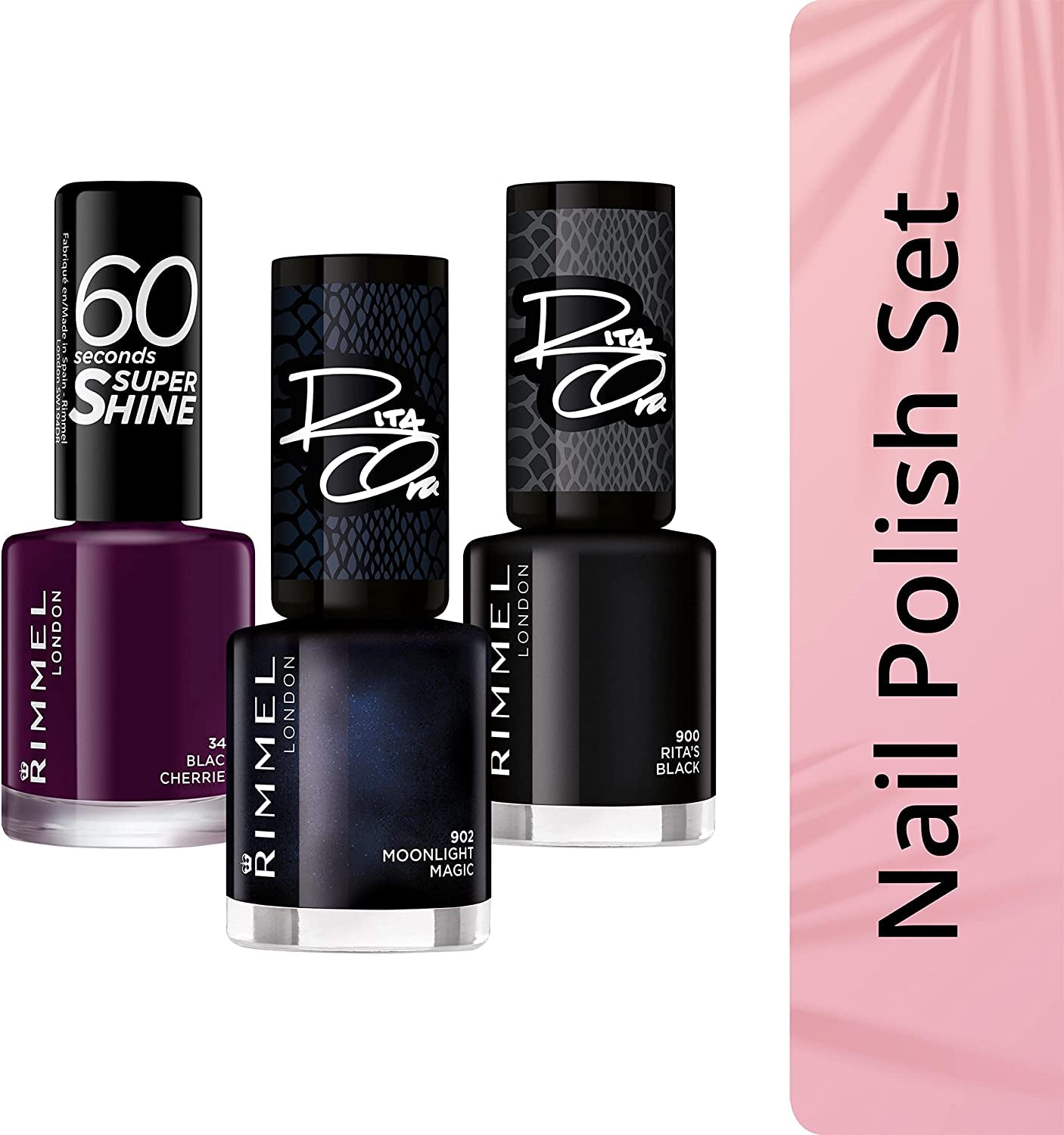 London Rita Ora 60 Seconds Super Shine Nail Polish, 900 RITAS BLACK, 8 Ml, Packaging May Vary