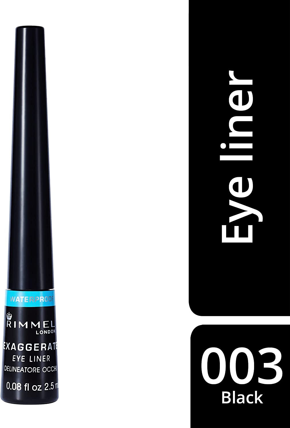 LONDON - Scandal'Eyes Exaggerate Liquid Eyeliner - Waterproof, Smudge-Proof, Flake-Proof, Run-Proof - Highly Pigmented Formula & Matte-Black Finish - 001 Black - 2.5Ml