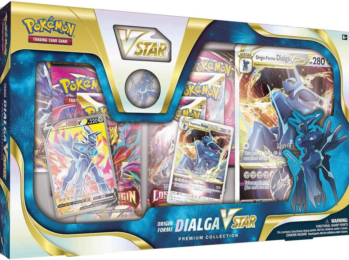 TCG: Origin Forme Palkia VSTAR Premium Collection (2 Etched Foil Promo Cards, 1 Oversize Card & 5 Booster Packs)