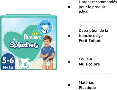 Splashers Disposable Swimming Nappies Size 5-6, 10 Pants