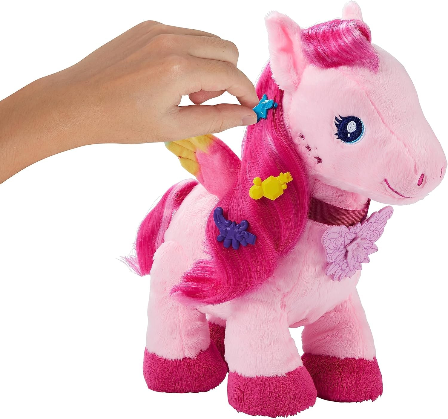 a Touch of Magic Stuffed Animals, Walk & Flutter Pegasus Plush, 11-Inch Walking Plushie with Hair Accessories and Sound Feature, HPJ50