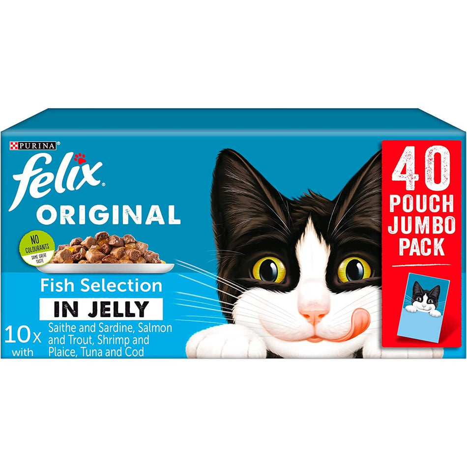 Felix Adult Wet Cat Food Fish Selection in Jelly, 40 x 100 g Pouch