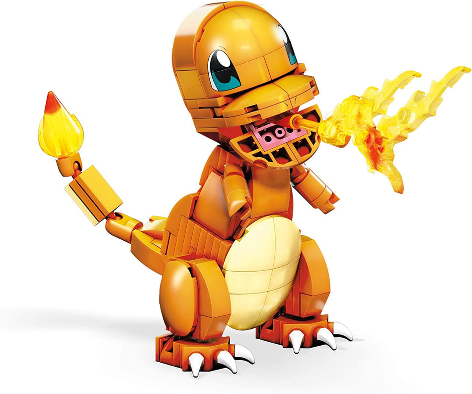 Pokémon Build & Show Charmander Toy Building Set, 4 Inches Tall, Poseable, 185 Bricks and Pieces, for Boys and Girls, Ages 7 and Up, GKY96