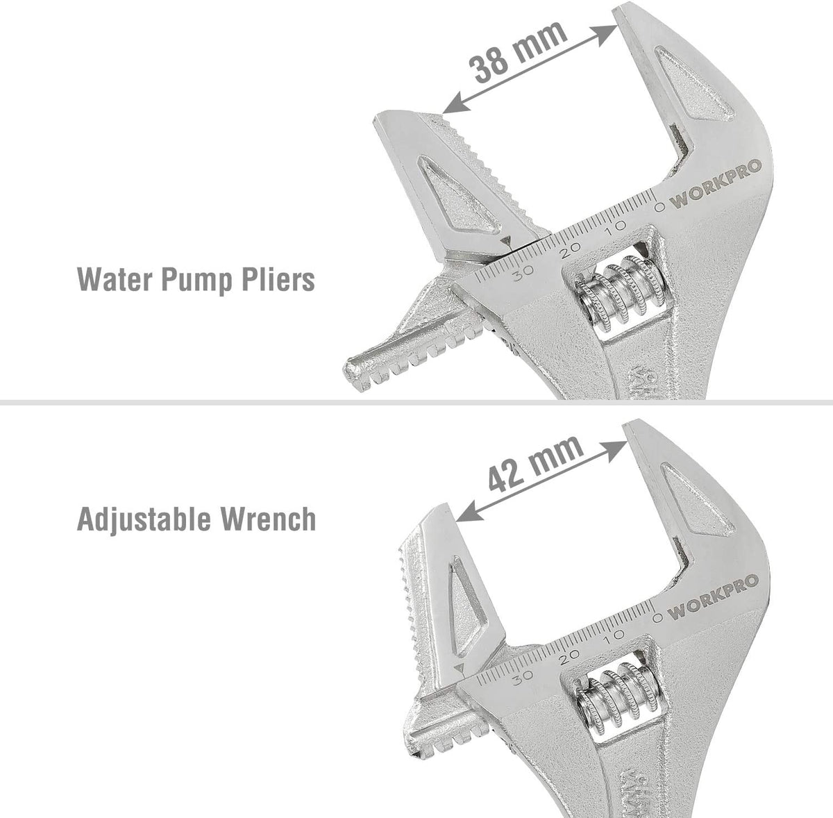 Wide Mouth Adjustable Wrench and Pipe Wrench 2-In-1, 42Mm Extra Large Jaw Capacity, with Bi-Material Soft Grip