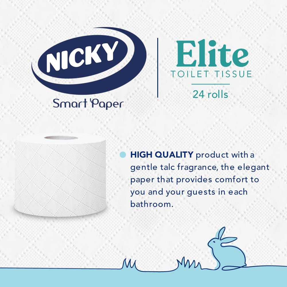 Elite Scented Toilet Tissue | 24 Rolls of White Toilet Paper| 3-Ply | Talc Scent | Softness to the Skin | Enriched with Lotion |100% FSC Certified Paper | Extra Value Pack