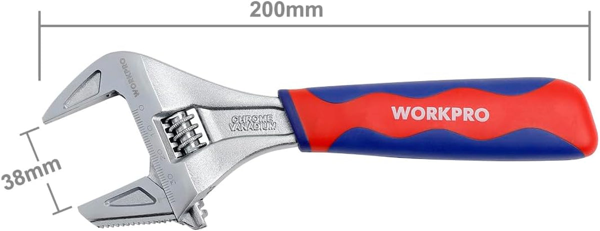 Wide Mouth Adjustable Wrench and Pipe Wrench 2-In-1, 42Mm Extra Large Jaw Capacity, with Bi-Material Soft Grip