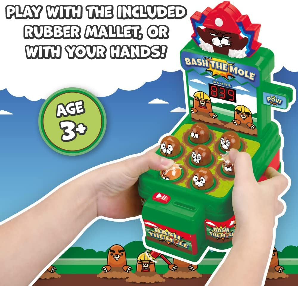 Whack Game with Hammer - a Mole Bashing Game for Kids - Electronic Kids Board Games - Toys for 3-6 Year Old Boys & Girls - Classic Arcade Game - Boys Toys Age 3 plus - FREE Batteries Included