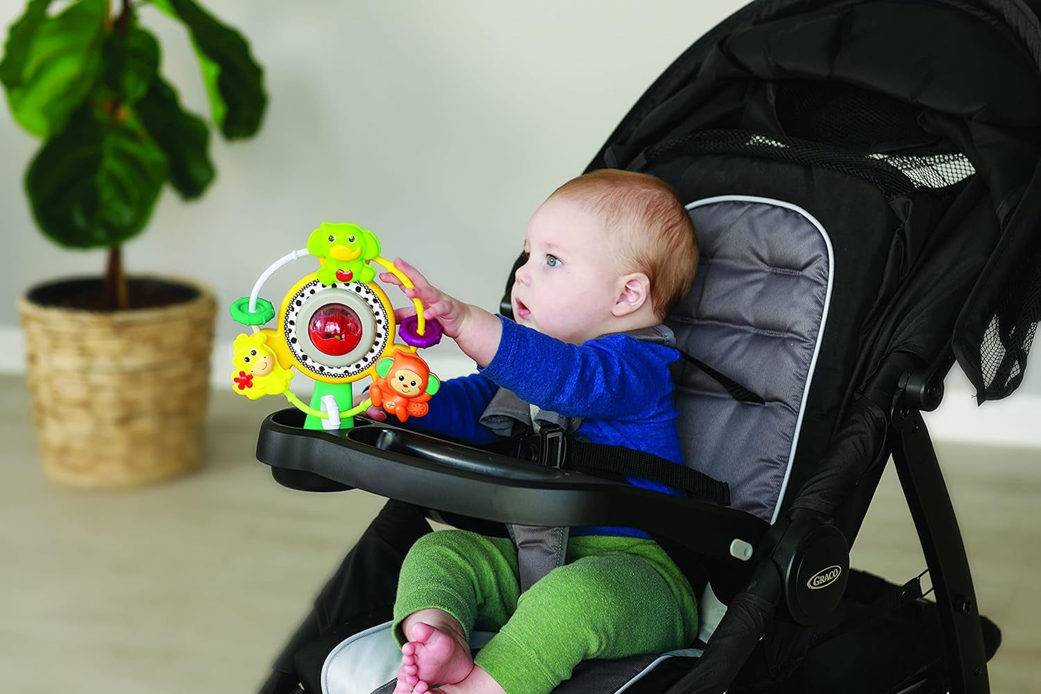 Jungle Ferris Wheel - Spinning High Chair Toy with Three Jungle Animals and Music and Practical Suction Cup, Multi-Colour