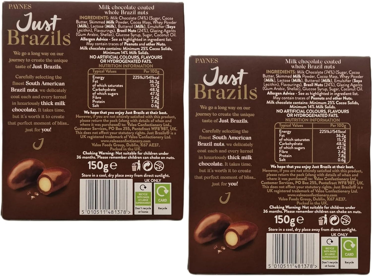 Paynes Just Brazils Milk Chocolates Nuts