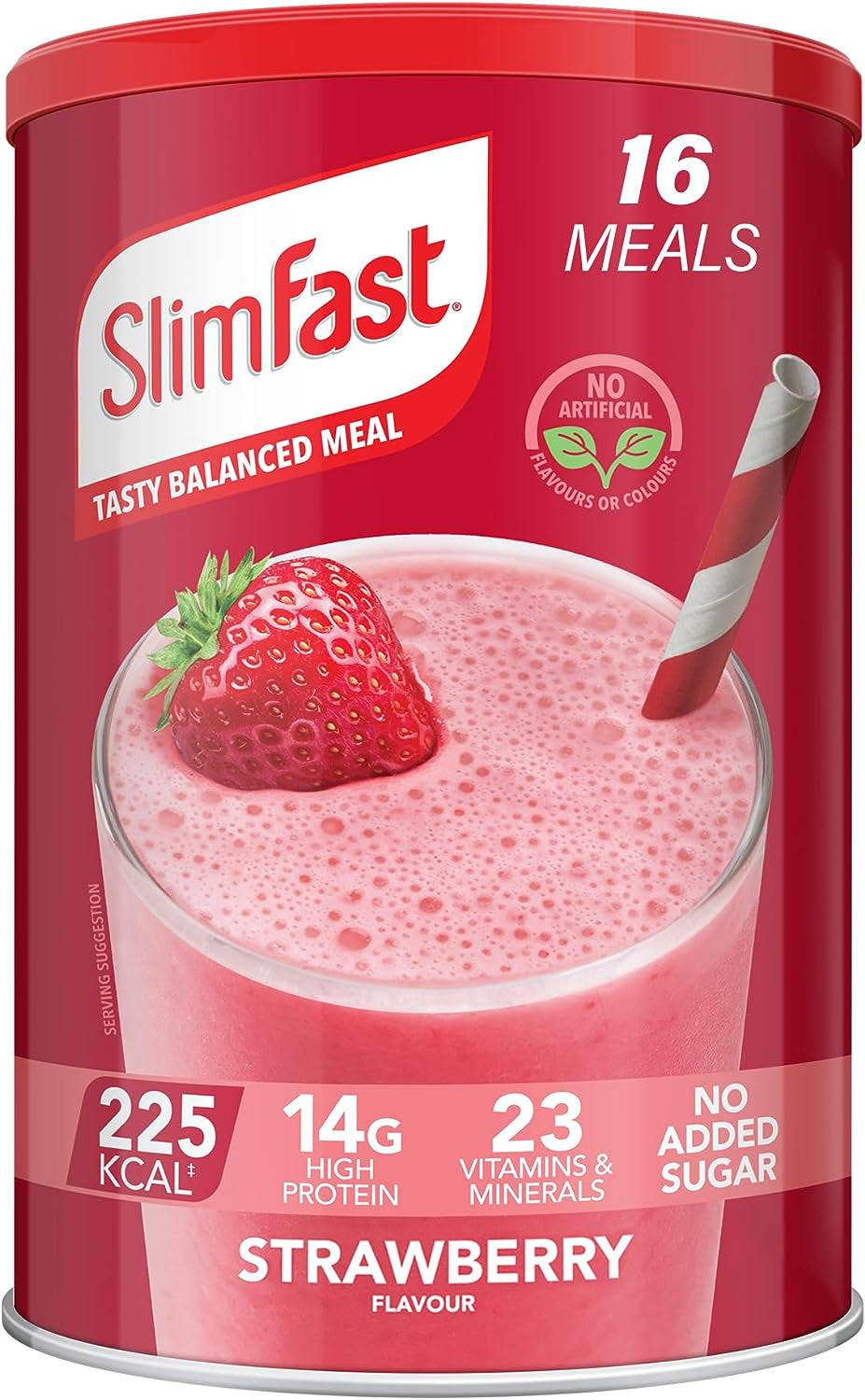 Balanced Meal Shake, Healthy Shake for Balanced Diet Plan with Vitamins and Minerals, High in Fibre, Meal Replacement, Strawberry Flavour, 16 Servings, 584 G, Packaging May Vary