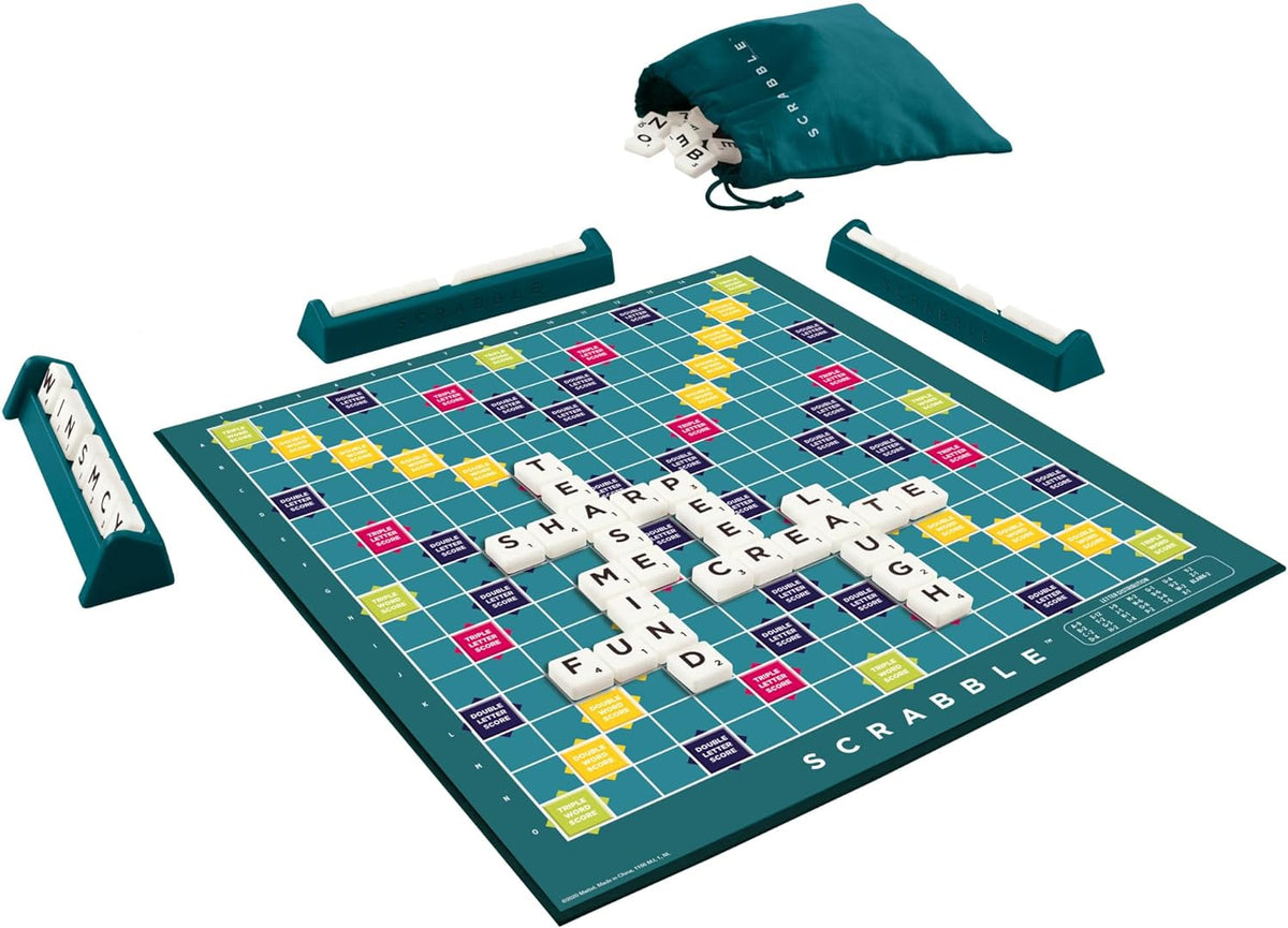 Classic Scrabble, Original Crossword Board Game, English Version, Family Board Game for Adults and Kids, Word Game for 2 to 4 Players, Ages 10 and Up, Y9592