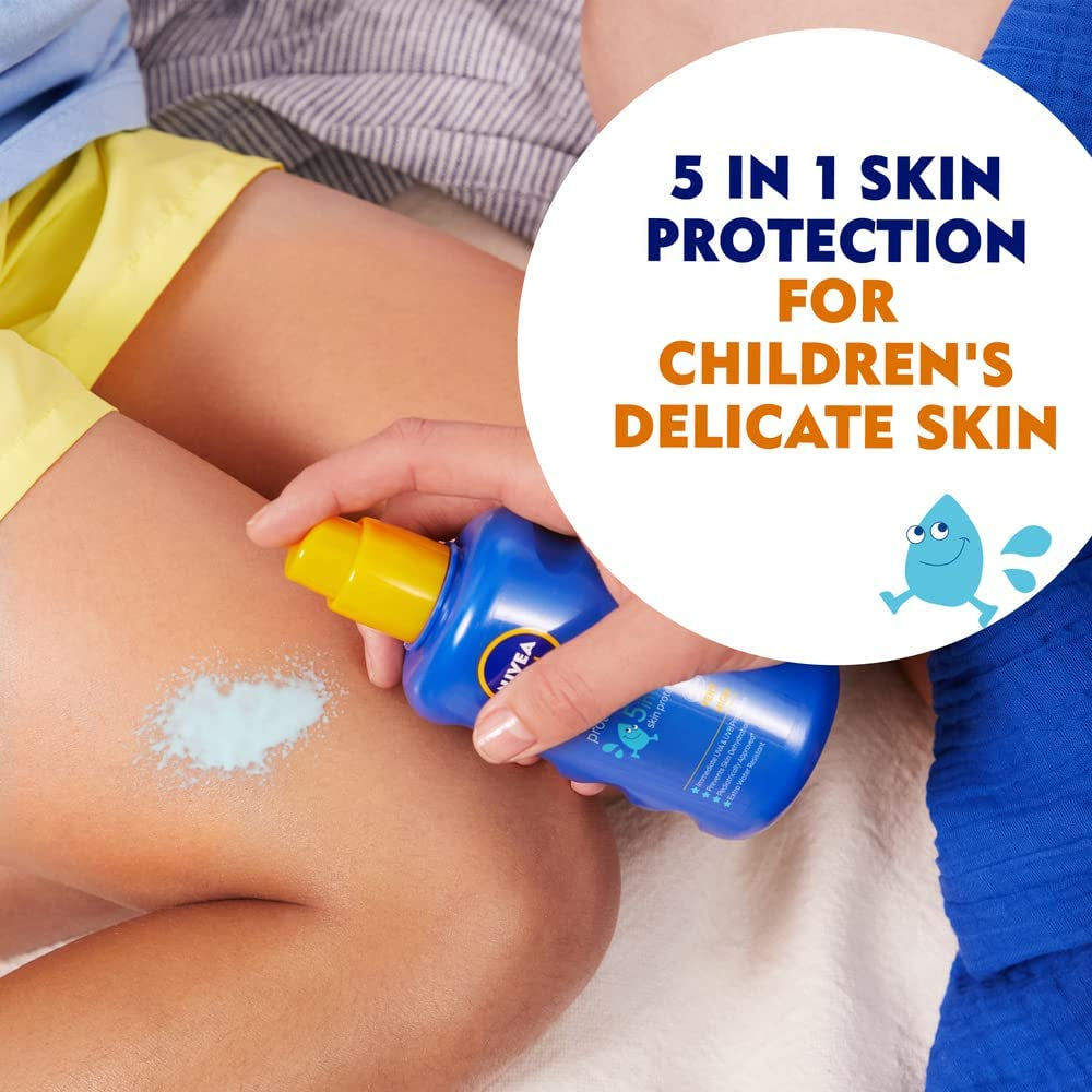 SUN Kids Protect & Care Coloured Spray SPF 50+ (200 Ml) Sunscreen Spray with SPF 50 Suncream for Kids’ Delicate Skin, Immediately Protects against Sun Exposure