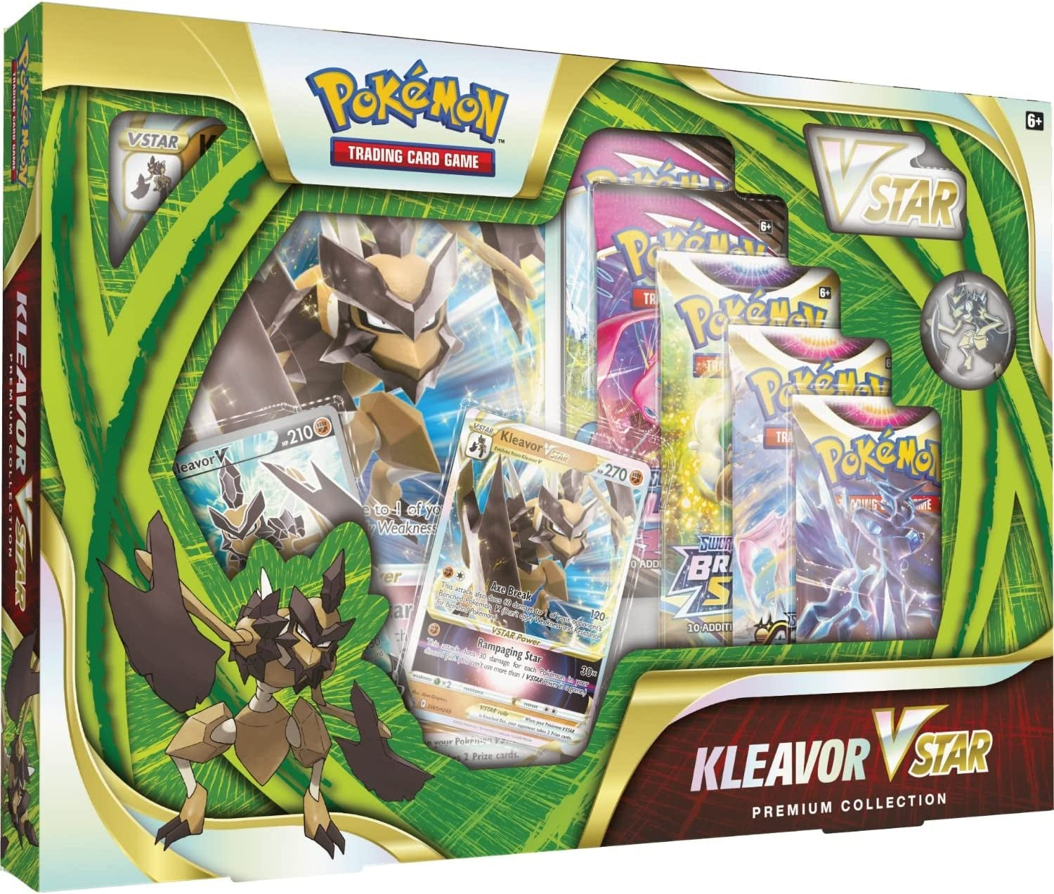 TCG: Kleavor VSTAR Premium Collection (2 Etched Foil Promo Cards, 1 Foil Oversize Card & 5 Booster Packs)