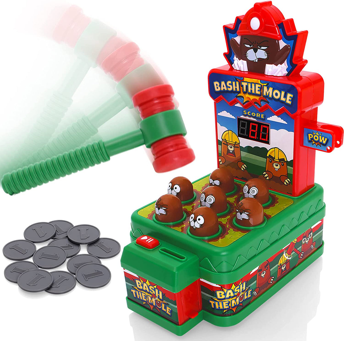 Whack Game with Hammer - a Mole Bashing Game for Kids - Electronic Kids Board Games - Toys for 3-6 Year Old Boys & Girls - Classic Arcade Game - Boys Toys Age 3 plus - FREE Batteries Included