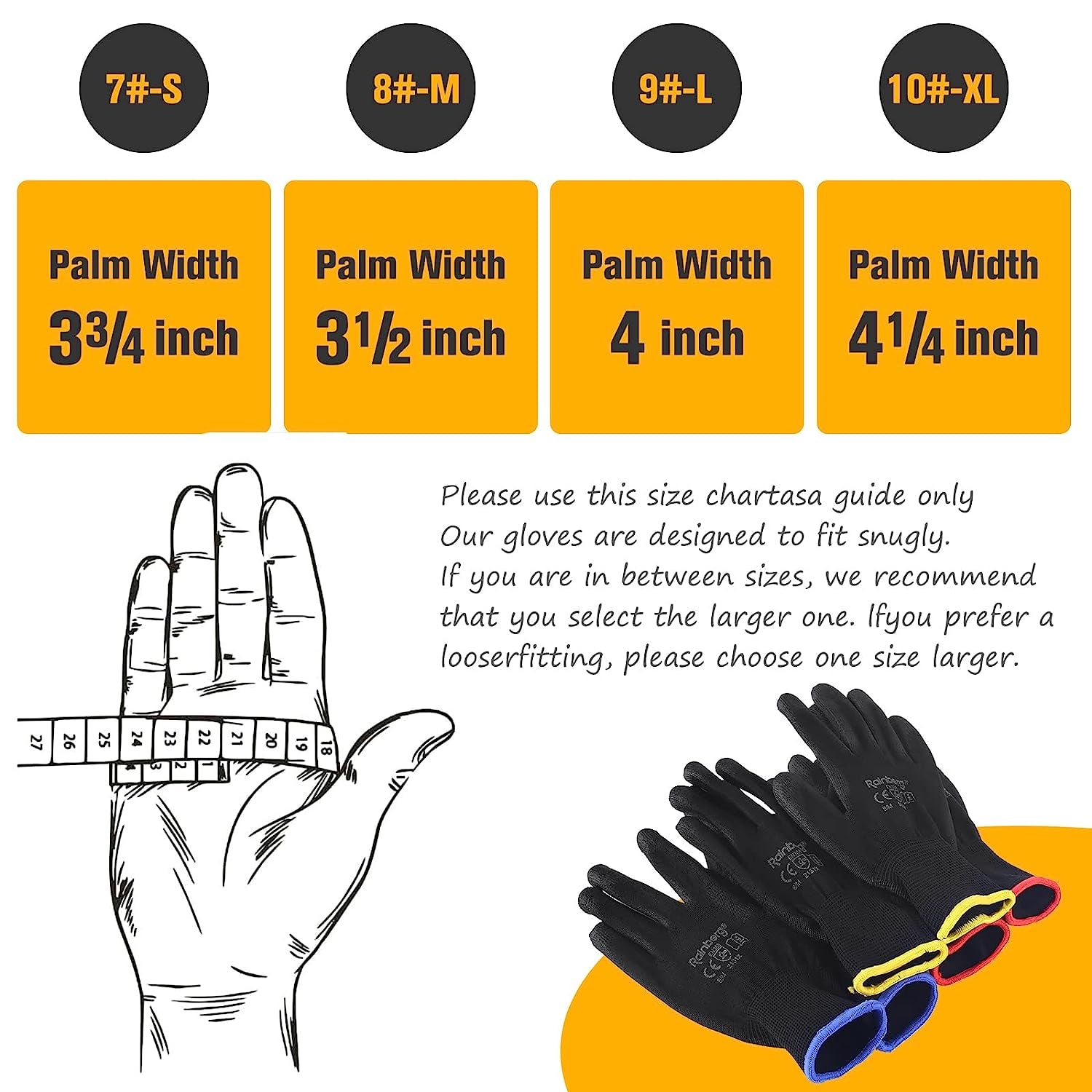 Pack of 12 or 24 Safety Gloves, Work Gloves, with Secure Grip on Palm & Fingers, PU and Nylon Non-Slip Gloves, Ideal for General Duty Work, Gardening. (Pack of 12 Pair'S, Large)