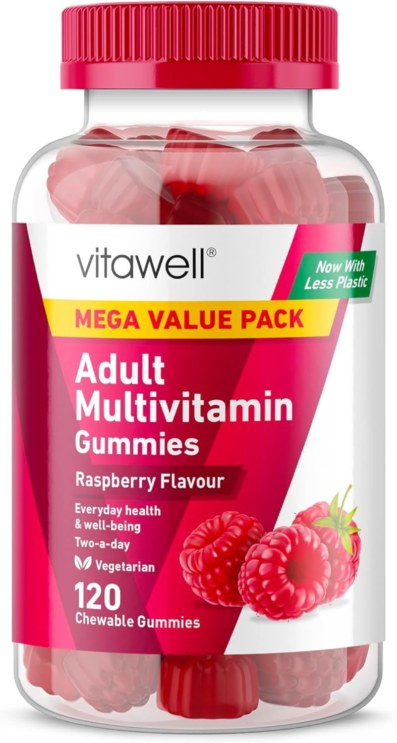 Adult Multivitamin Gummies | 120 Raspberry Flavour Gummies | Mega Pack | 2 Months’ Supply | Two a Day Chewable Adult Multivitamins | 10 Essential Adult Vitamins | by