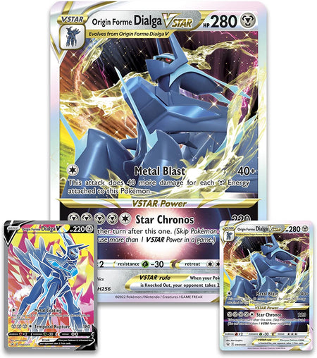 TCG: Origin Forme Dialga VSTAR Premium Collection (2 Etched Foil Promo Cards, 1 Foil Oversize Card & 5 Booster Packs)