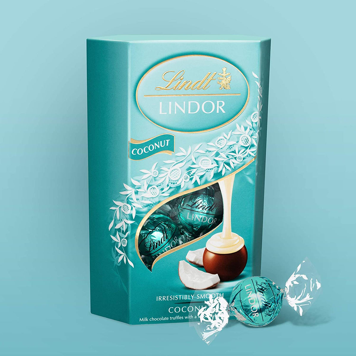 Lindor Coconut Milk Chocolate Truffles Box | Approx 16 Truffles, 200G | Contains a Smooth Melting Filling | Gift Present for Him and Her | Christmas, Birthday, Congratulations, Thank You