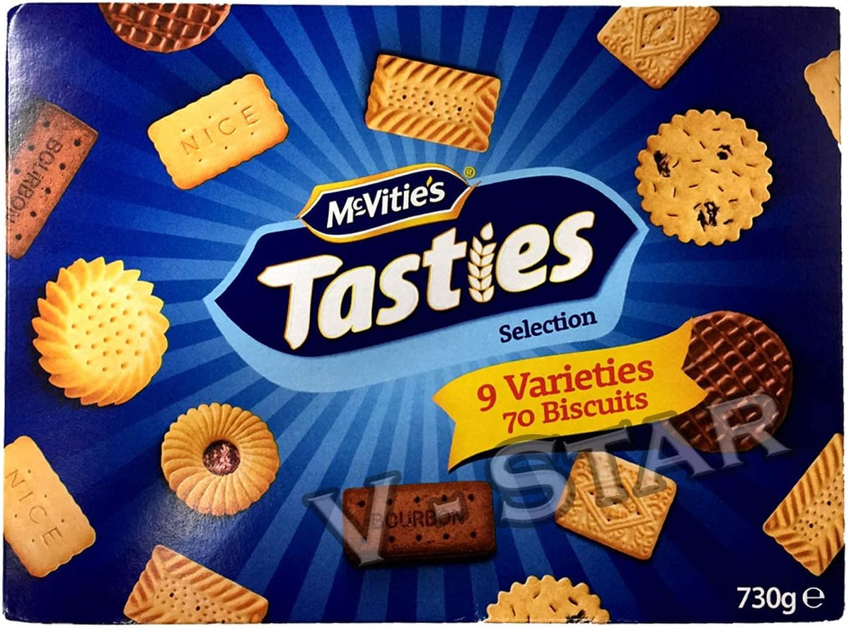 TASTIES Selection 730G - 9 Varieties 70 Biscuits Box