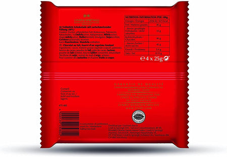 Lindor Milk Chocolate Bars, 4 X 25G