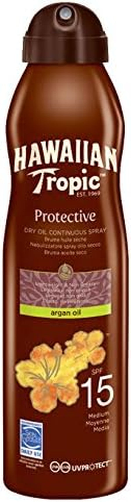 Hawaiian Tropic Protective Dry Oil Continuous Spray Argan Oil SPF 15 177Ml